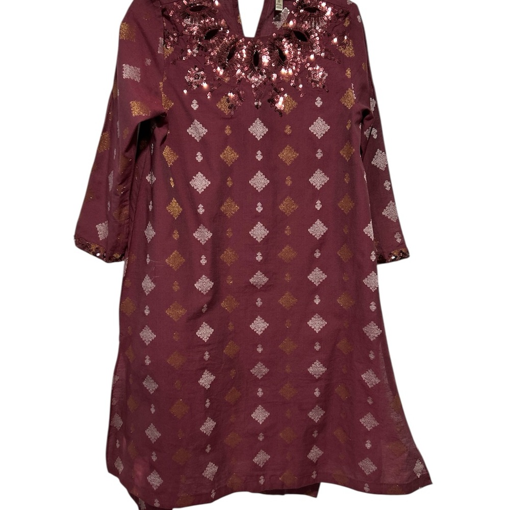 Elegant Maroon Embellished Dress